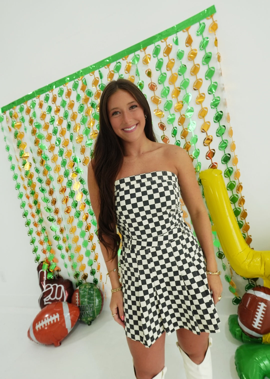 Mikey Checkered Romper Dress