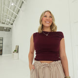 No Spoilers Knit Top - Burgundy