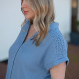 Subtle Smocking Mini Dress - Blue