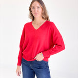 Leland V-neck Sweater - Red