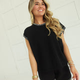 Whipstitch Sweater Set - Black