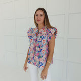 Abundantly Floral Top - Pink/Royal