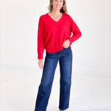 Leland V-neck Sweater - Red