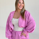 Lazy Wear Cropped Shrug - Pink