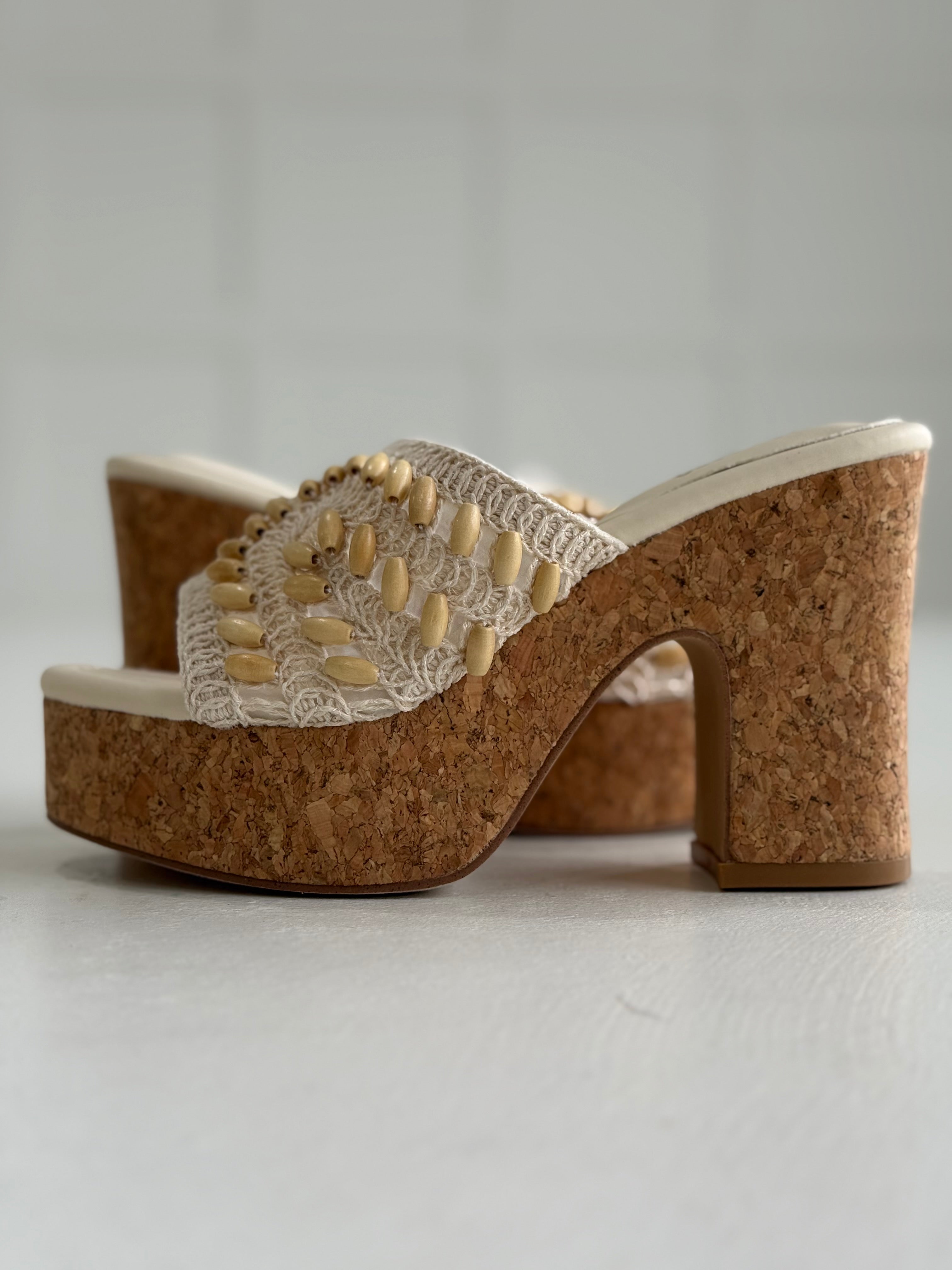 Marina Crochet Platform Heel - Ivory
