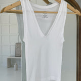 Seamless Ribbed Tank - White