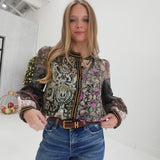 Ray Patchwork Top - Olive Multi