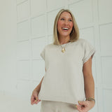 Whipstitch Sweater Set - Sand Beige