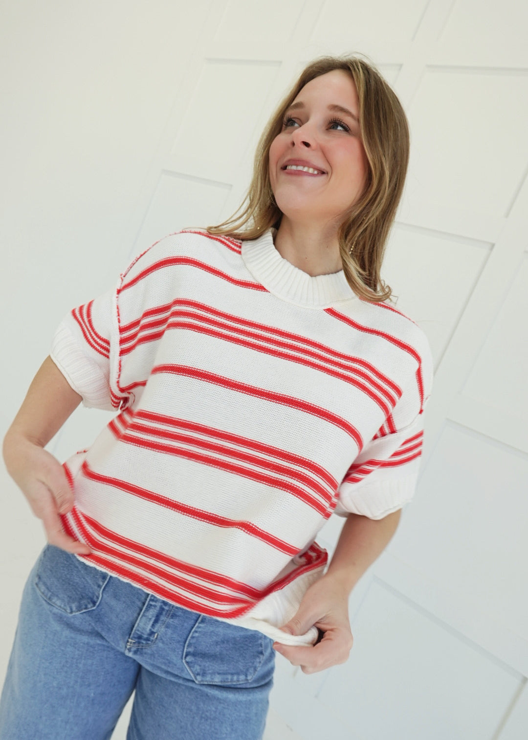 Golden Days Sweater - White/Coral