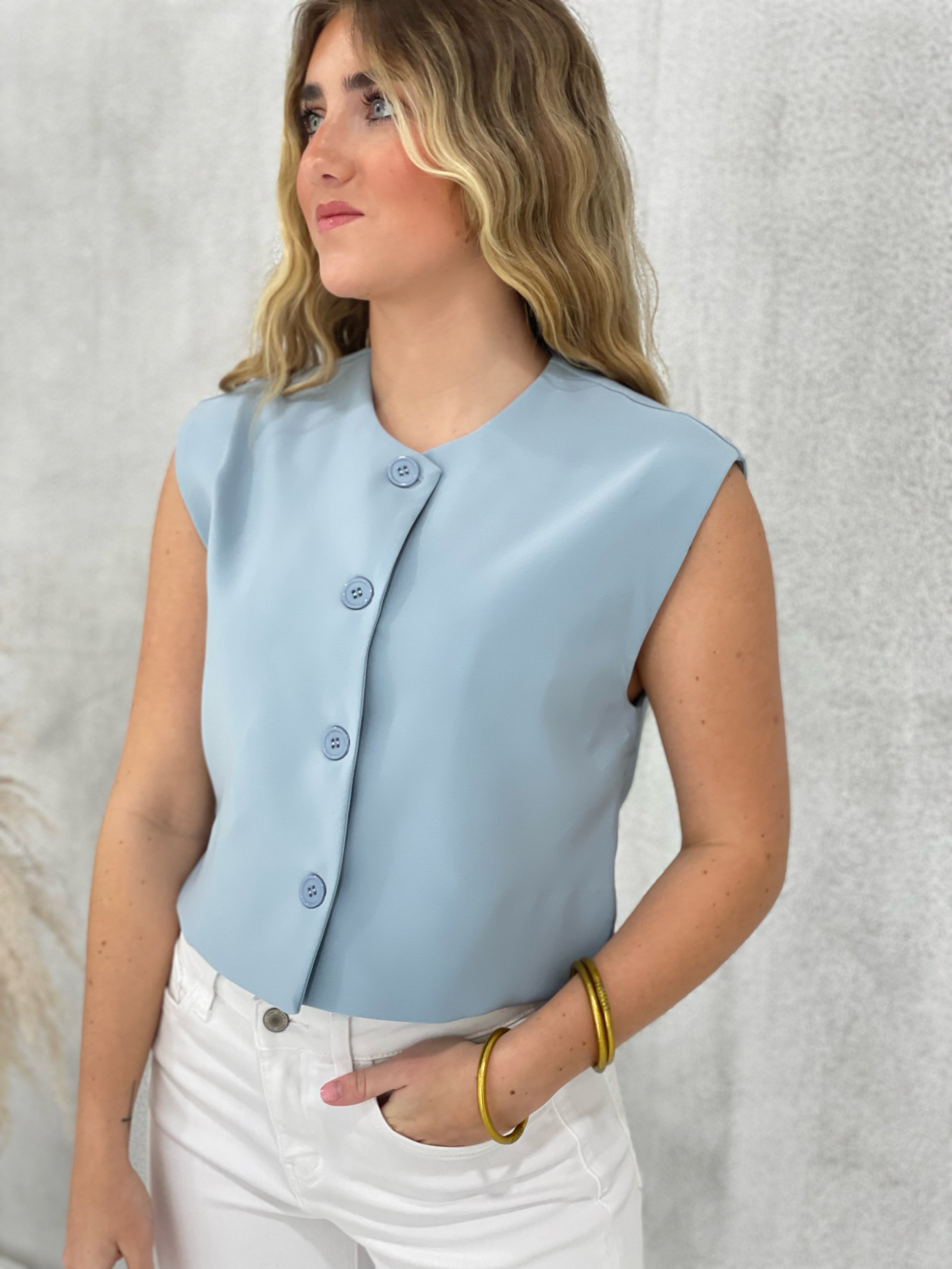 Clean Cut Vest Top - Blue