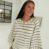 Easy Knitted Henley Top - Ivory