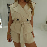 Double Down Vest Set - Cream