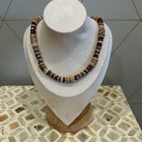Wooden Bead Necklace - Gold/Wine