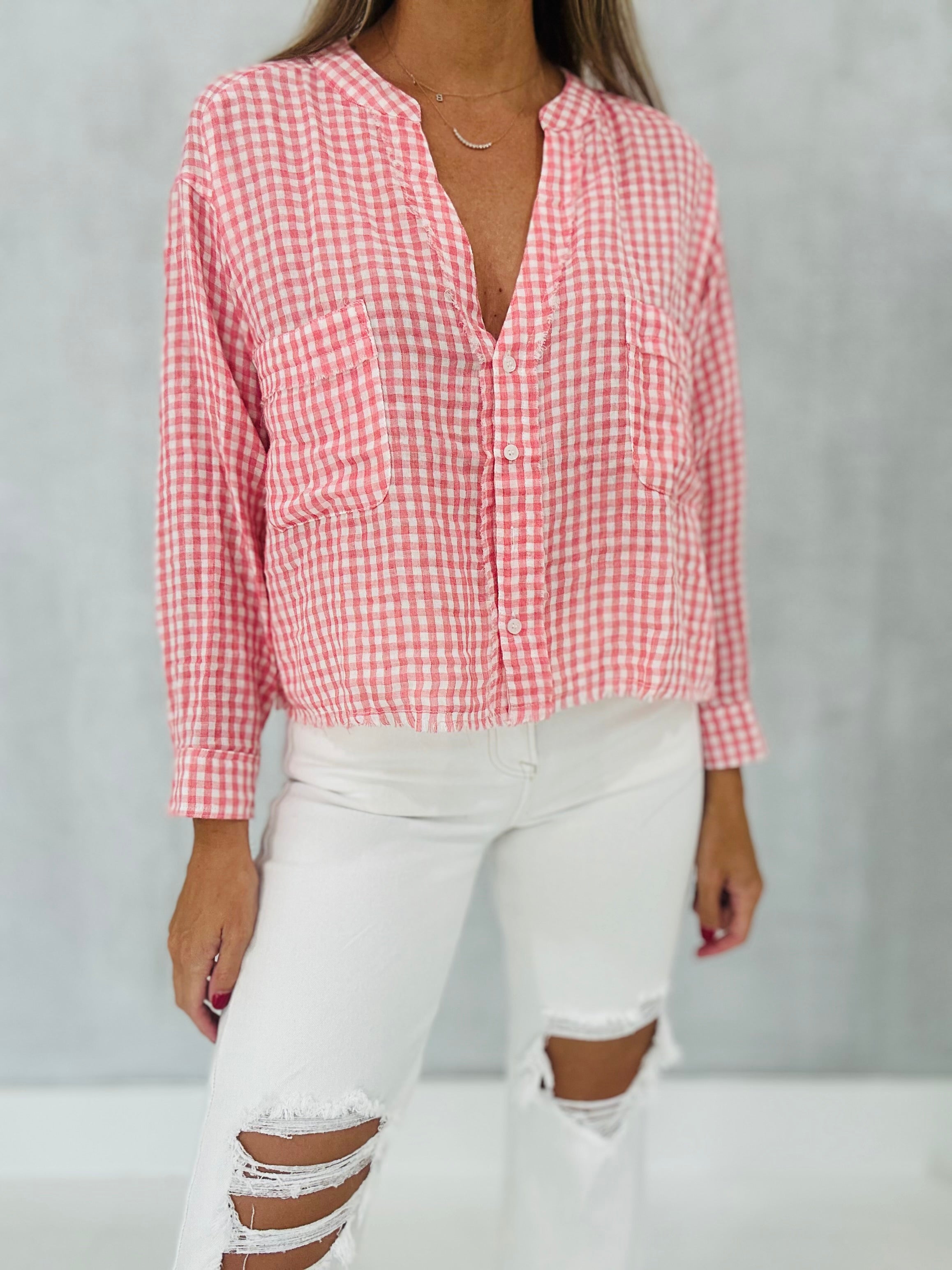 Mabry Checkered Button Down Top