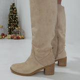 Tessie Tall Suede Boot - Beige