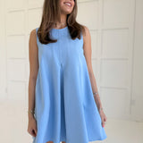Ellis Pleated Mini Dress - Sky