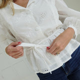 Harding Eyelet Belted Top - White