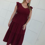 Valor Midi Dress - Burgundy