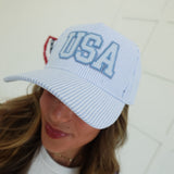 Pinstripe Trucker Hat - USA Patch
