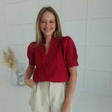 Adaline Embroidered Blouse - Red