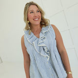 Shae Striped Knit Top - Blue