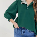 Augusta Half Button Top - H Green