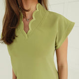 Sully Scalloped Dress - Sage