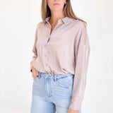 Lawless Pinstripe Blouse - Lt Mocha