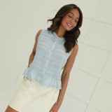Chassie Shirred Top - Blue