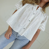 Whimsical Eyelet Blouse - White