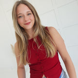 Influenced Knit Top - Crimson