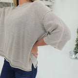 Washed + Worn Sweater - Lt Mocha