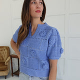 Bridgett Crochet Sweater - Blue