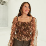 Wilson Smocked Top - Brown