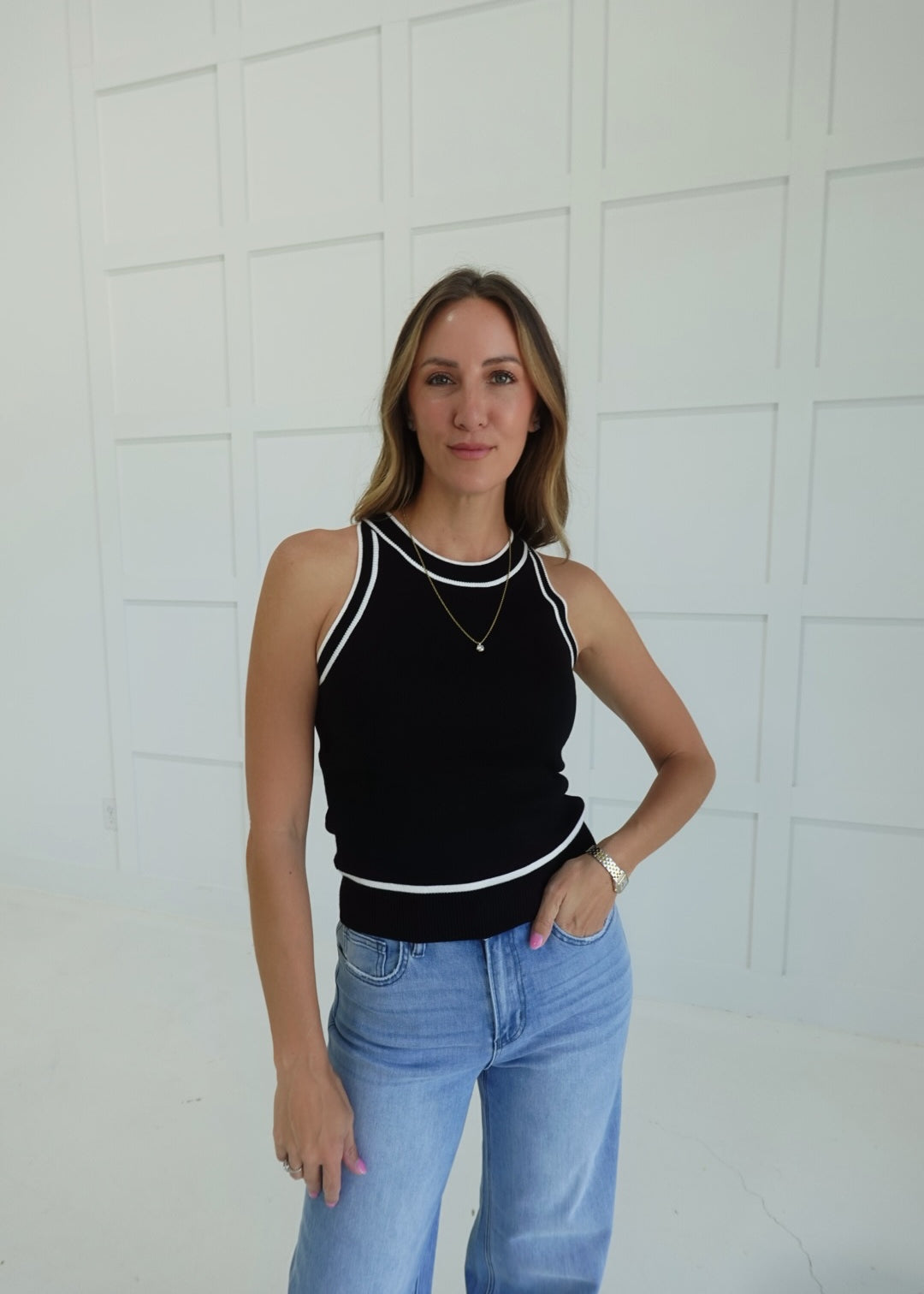 Staten Sweater Halter Top - Black