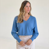 Henley Sweater Top - Blue