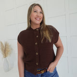 Dawn Sleeveless Cardigan Top - Brown