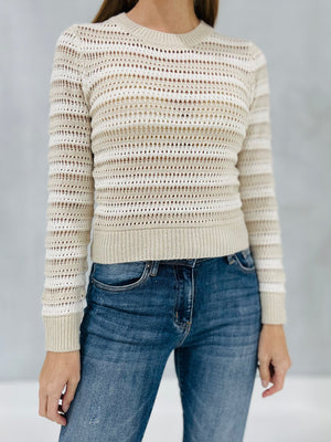 Lead Me On Sweater Top - Taupe