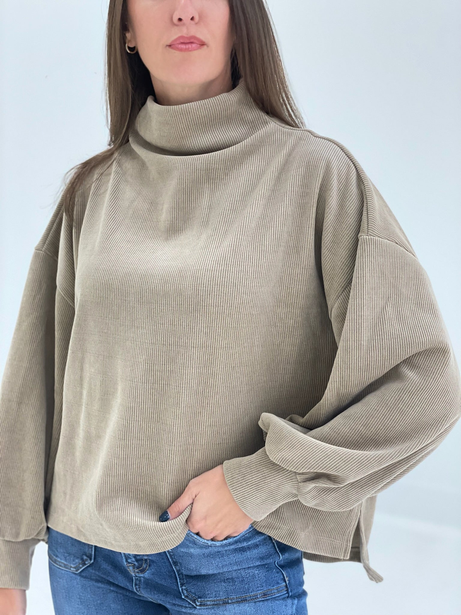 Abbott Mock Neck Top - Taupe