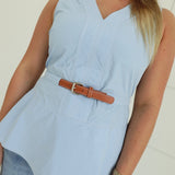 Inheritance Peplum Top - Blue