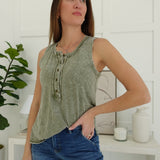 Hip Henley Knit Top - Olive