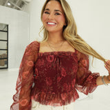 Wilson Smocked Top - Burgundy