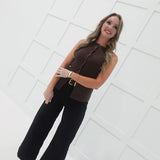 Charsie Sweater Vest Top - Brown