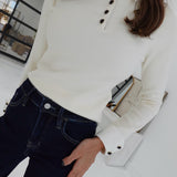 Lou Contrast Sweater - Ivory