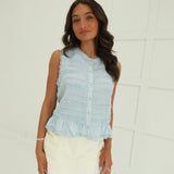 Chassie Shirred Top - Blue