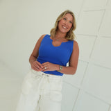 Loco Ribbed Tank - Cobalt
