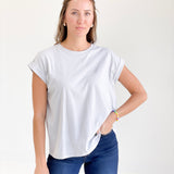 Folded Sleeve Basic Tee - Heather Grey