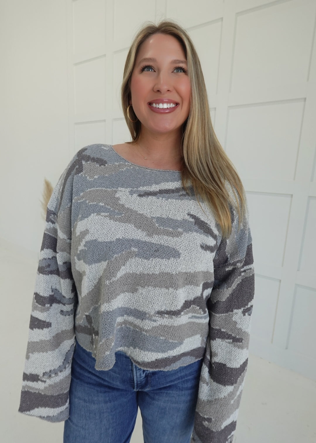 Sterling Camo Sweater Top