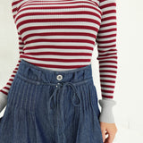Verna Striped Sweater - Burgundy