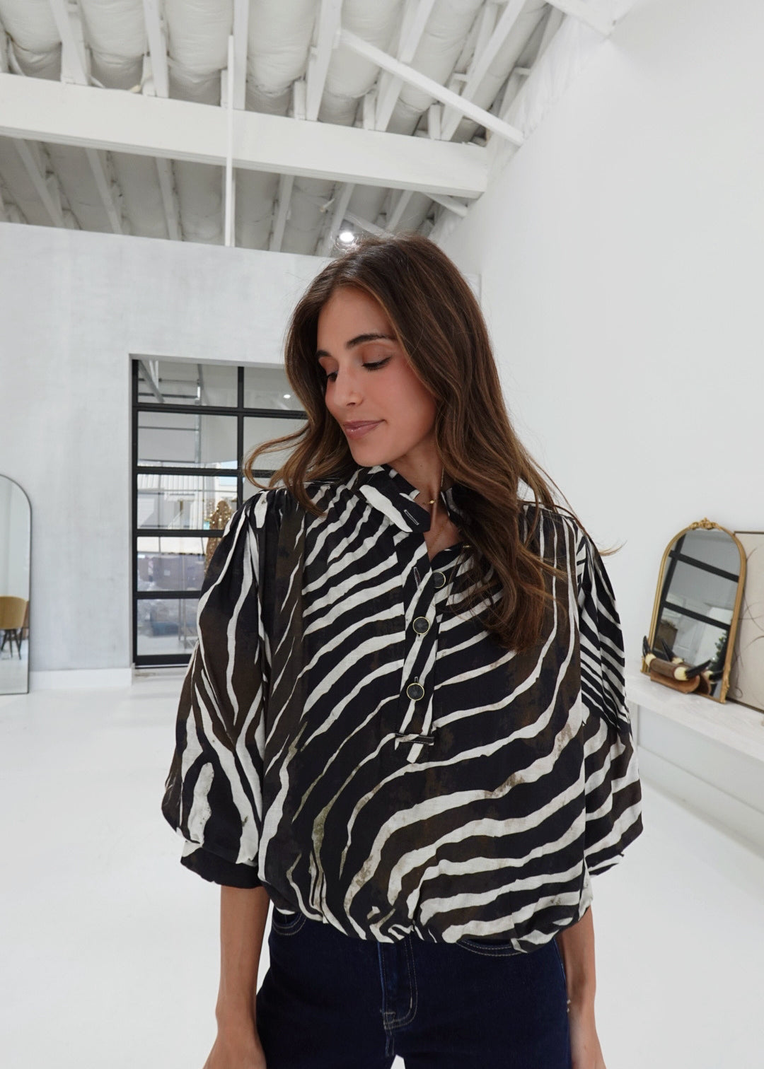 Devine Printed Top - Black
